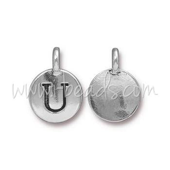 Pendentif charm lettre U Argenté vieilli 11mm (1)