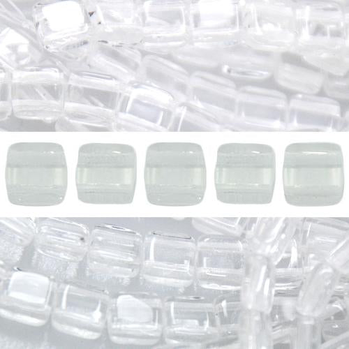 Perles 2 trous CzechMates tile Crystal 6mm (50)