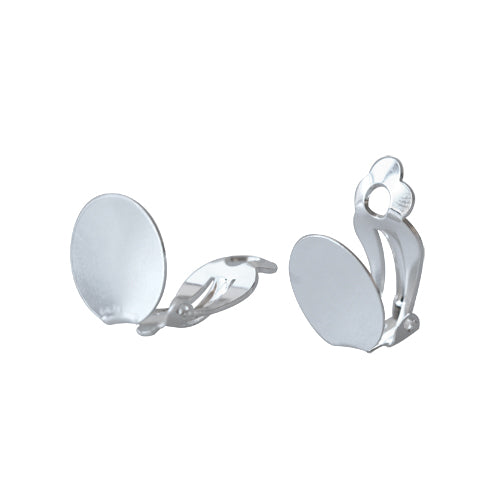 Boucles d'oreilles clip laiton plaqué argent 13mm (2)