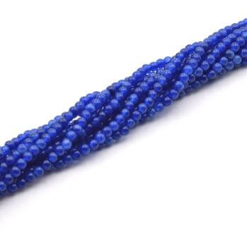 Jade naturel Perles Rondes teinté BLEU LAPIS 3mm sur fil 140 perles trou:0.5mm (1 fil)