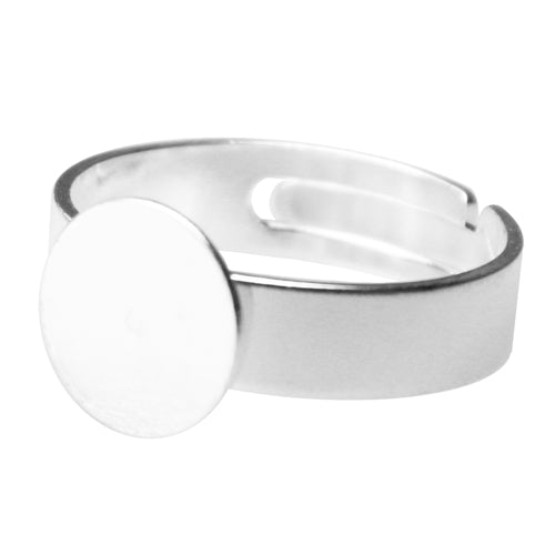 Achat Bague ajustable plateau 10mm métal finition plaqué argent (1)