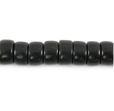 Perles pukalet heishi bois d'ébène sur fil 8 x 4 mm (1)