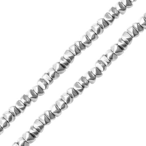 Perles pukalet heishi laiton plaqué argent sur fil 3x4mm (1)