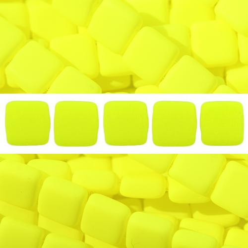 Perles 2 trous CzechMates tile Neon Yellow 6mm (50)
