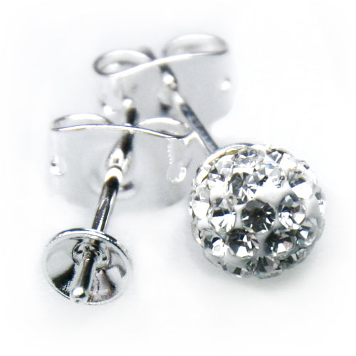 Boucles d'oreilles Clou pour perles à monter 6mm métal plaqué argent (2)