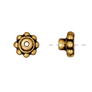 Perle rondelle precision métal doré or fin vieilli 6mm (2)