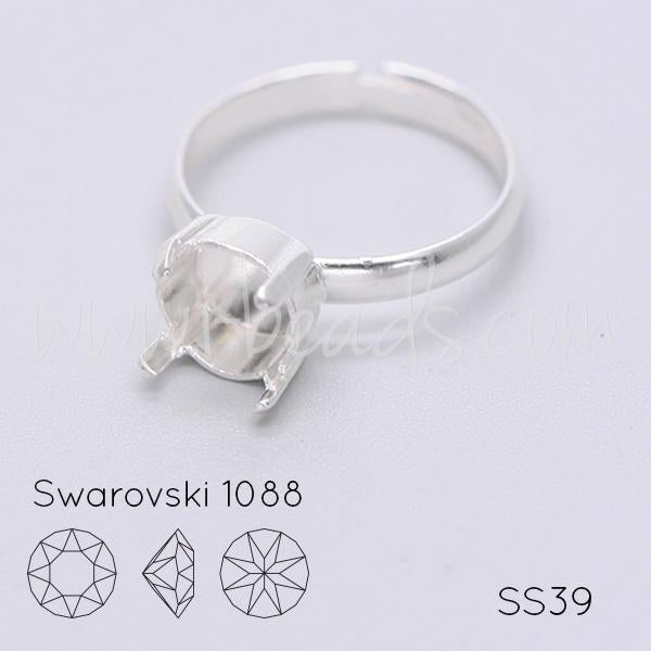 Serti bague ajustable pour Swarovski 1088 SS39 argenté (1)