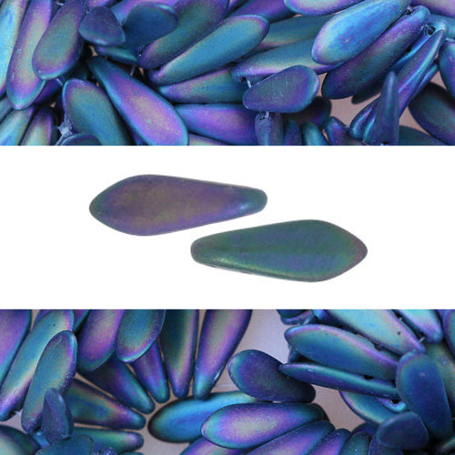 Perles 2 trous CzechMates Daggers Matte Iris Purple 5x16mm (50)