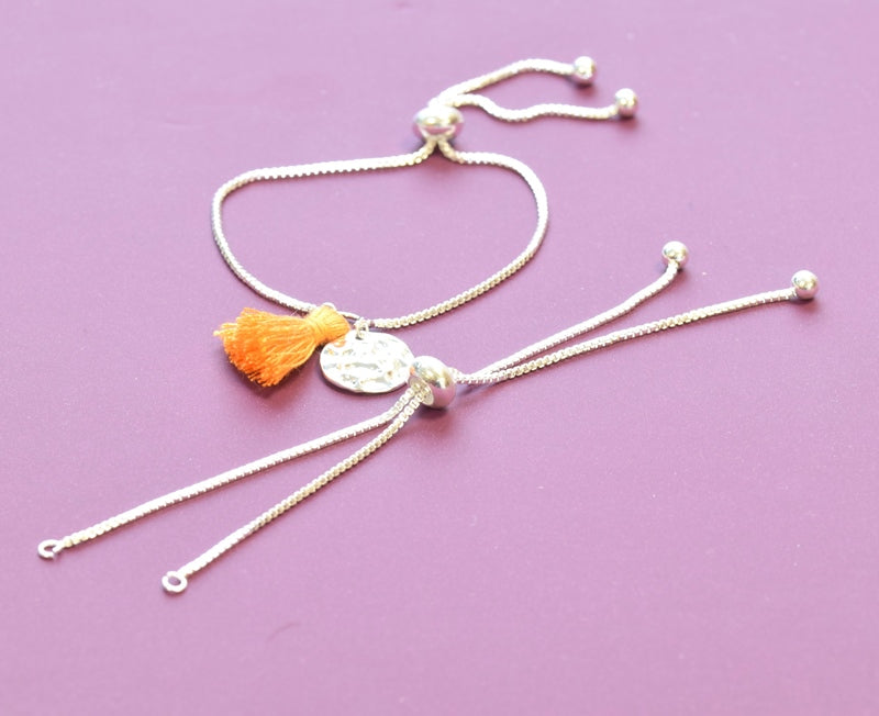 chaine pour bracelet plaqué couleur argenté avec perle coulissante 11,5 cm chaque coupon (1)