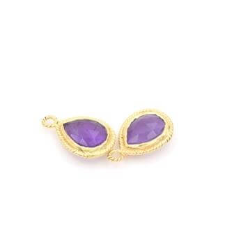 Pendentif serti en vermeil - goutte d'améthyste 10 mm (1)