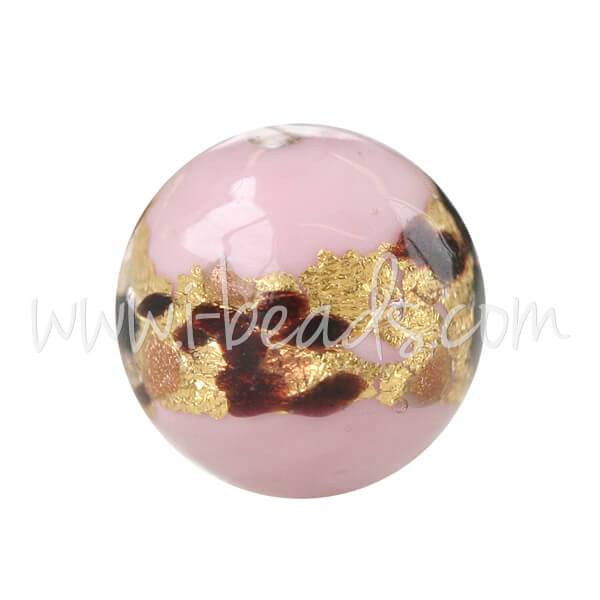 Perle de Murano ronde léopard rose 10mm (1)