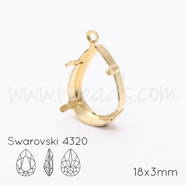 Serti pendentif pour Swarovski 4320 18x13mm doré (1)