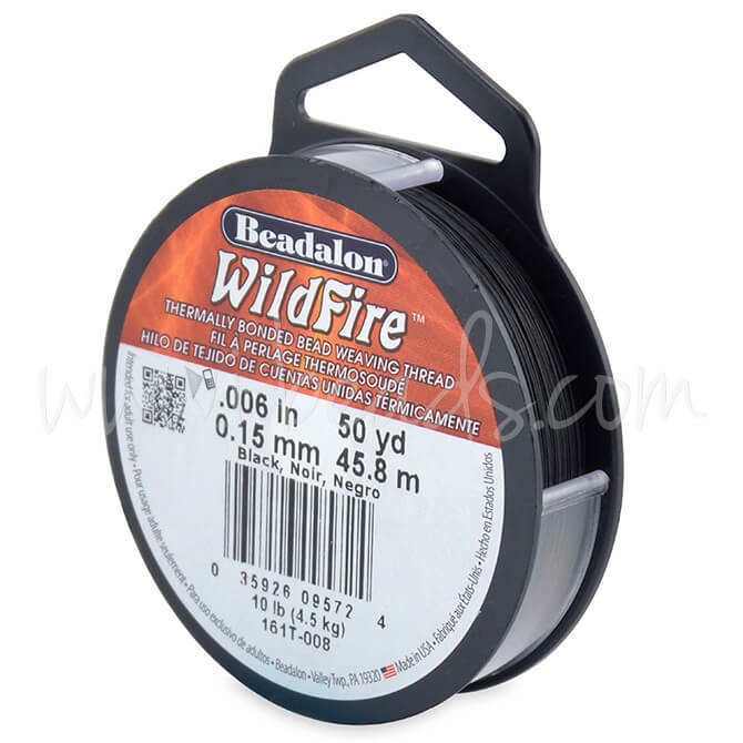 Beadalon fil nylon wildfire noir 0.15mm 45.8m (1)