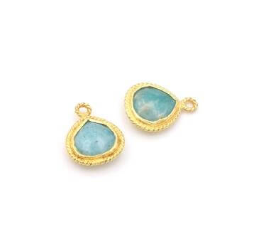 Pendentif serti en vermeil - goutte en Amazonite 10mm (1)