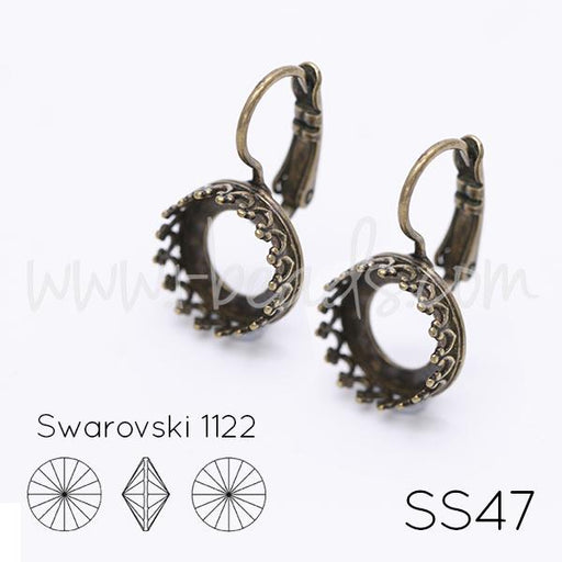 Serti boucle d'oreilles Vintage pour Swarovski 1122 10mm-SS47 laiton (2)