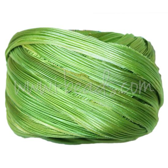 Ruban de soie Shibori spring green borealis (10cm)