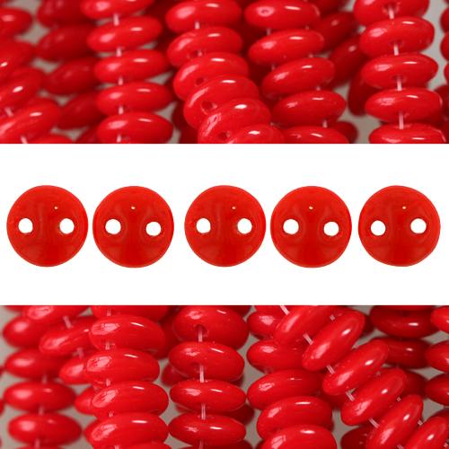 Perles 2 trous CzechMates lentil opaque red 6mm (50)