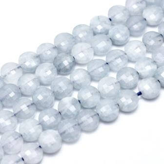 Achat Aigue-Marine flat round facetted beads 6mm hole: 0.8mm (10)