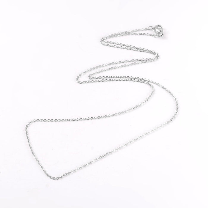 Collier avec fermoir ACIER couleur platine inox -70cm -2x1.5x0.3mm.(1)