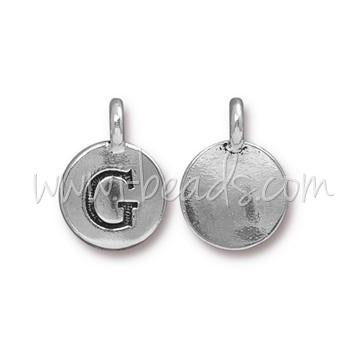 Pendentif charm lettre G Argenté vieilli 11mm (1)