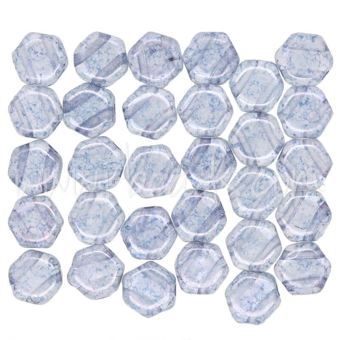 Perles Honeycomb 6mm transparent blue luster (30)