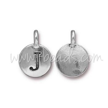 Pendentif charm lettre J Argenté vieilli 11mm (1)