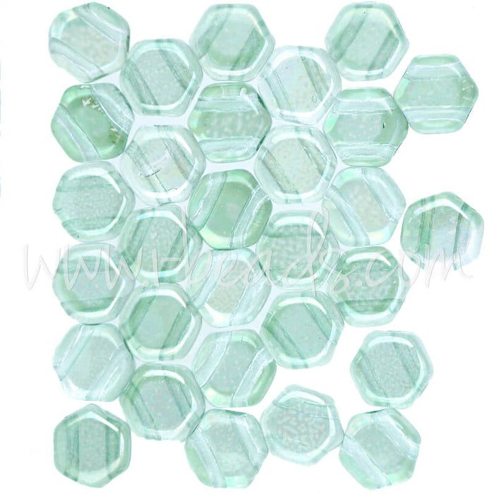 Perles Honeycomb 6mm light green luster (30)