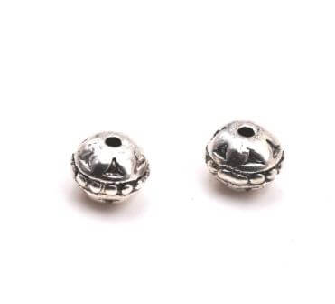 Achat Perles, rondes avec boule, couleur Argent antique 8mm (2)