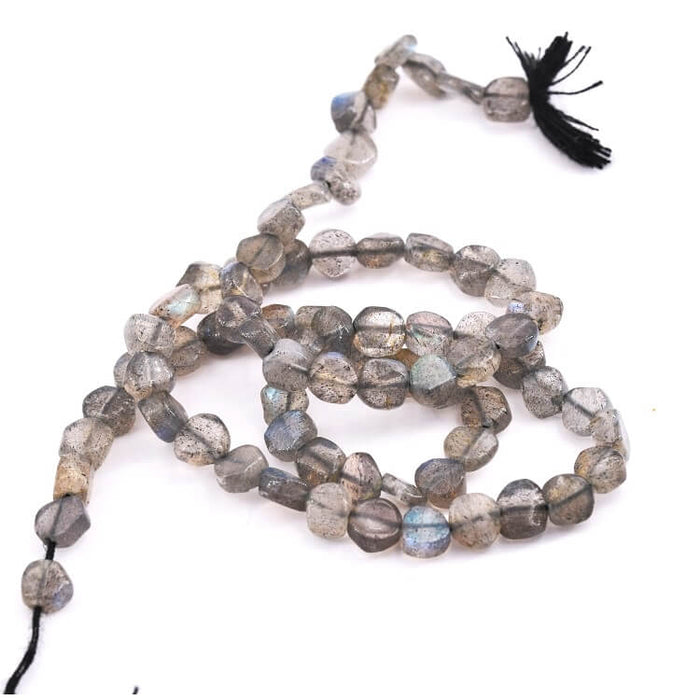 Perles Plate Baroque en Labradorite 4-5x2mm - Trou : 0.5mm (1 Fil-32cm)