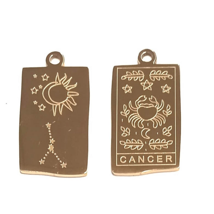 Constellation Zodiaque Médaille Acier Inoxydable Or Cancer 23x13mm (1)
