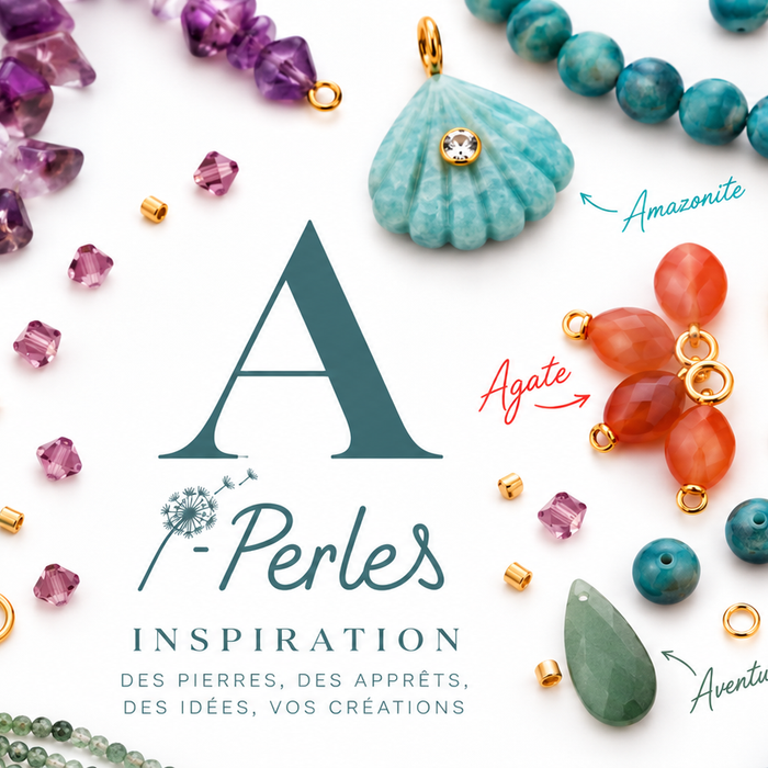 A pour inspiration : pierres naturelles, apprêts pour créer et assembler.