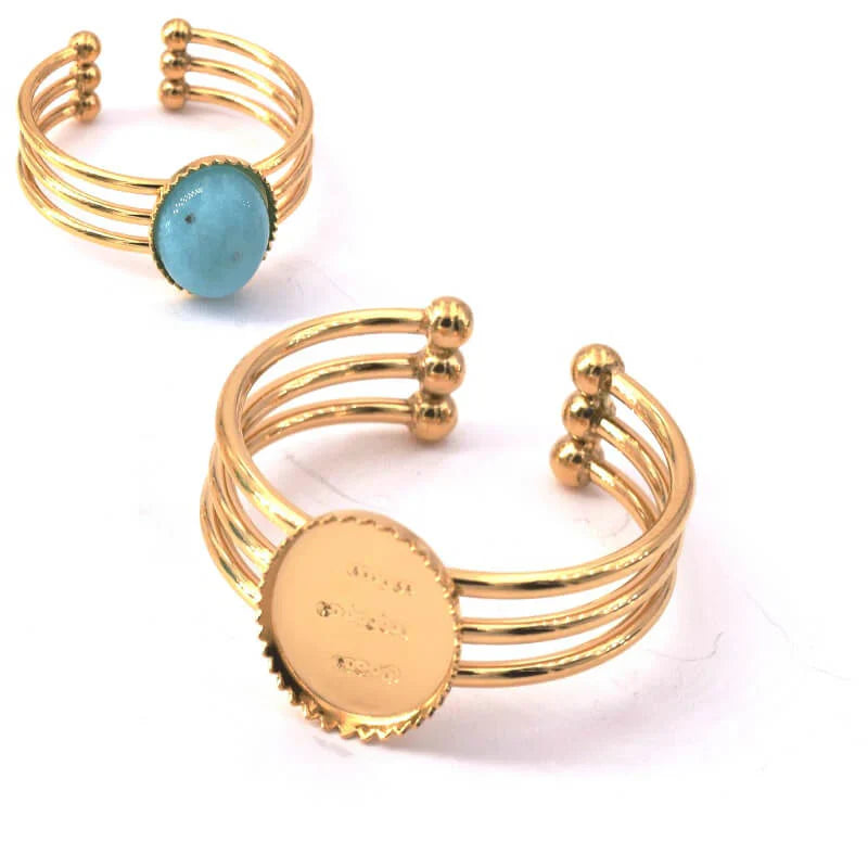 Bague Fantaisie Cristal Et Strass Bleu & Blanc Sur Métal Argenté - Taille 18, Sans Nickel, Neuf Avec étiquettes