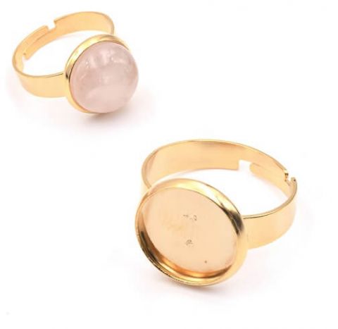 10 supports cabochons bague 12 mm, ronde doré - support cabochon bague