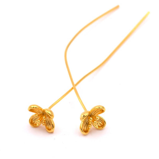 Clou tige en laiton doré avec fleur 49x8x0.7mm (2)
