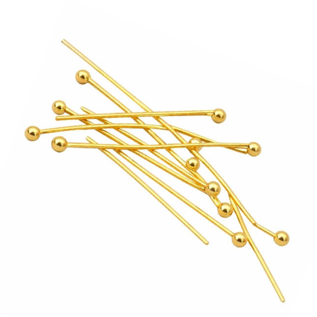 Clous Tiges à Tête Ronde laiton doré - 25mmx0.6 (10)