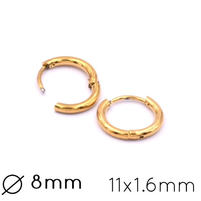 Boucles d'oreilles créole huggie en acier doré - 11x1.6mm (2)
