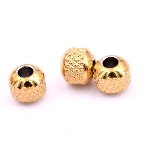 Perle rondelle diamant acier doré 6x5.5mm - Trou : 2mm (6)