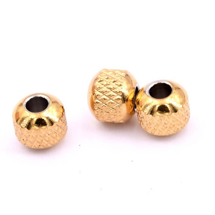 Perle rondelle diamant acier doré 6x5.5mm - Trou : 2mm (6)