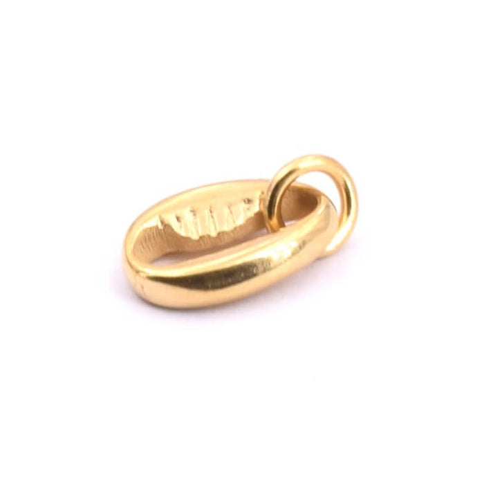 Pendentif cauri acier inoxydable doré avec anneau 11x7.5mm (1)