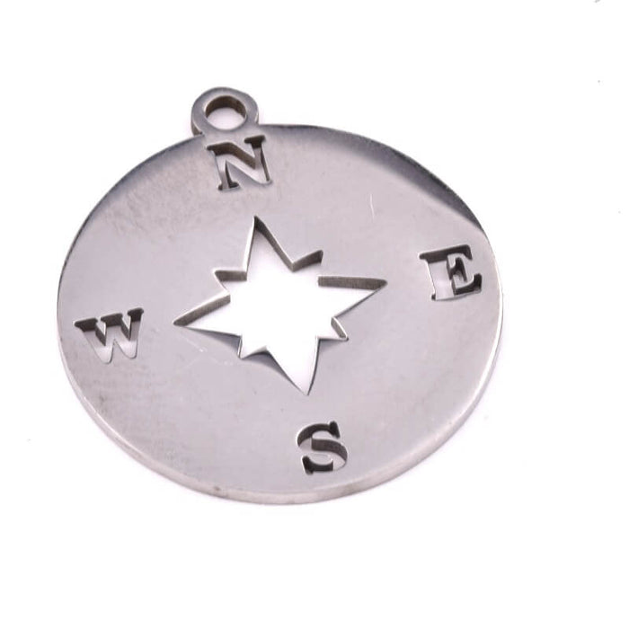 Médaille breloque pendentif acier inoxydable points cardinaux 19mm (1)