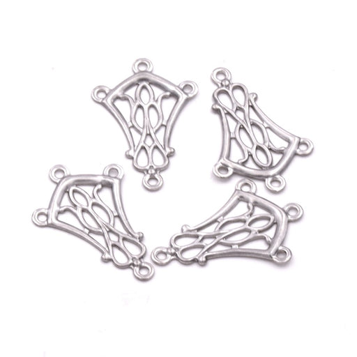 Achat Boucles d&#39;oreilles chandelier 3 anneaux acier inoxydable 20x13.5mm (4)