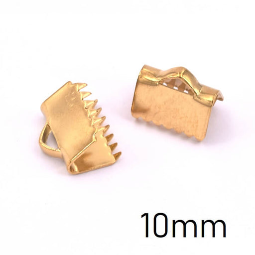 Achat Embout griffes pour cordon ruban acier inoxydable doré 9.5x10.5mm (4)