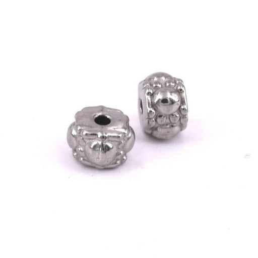 Achat Perle rondelle perlée en acier inoxydable 7x7mm - Trou:1.6mm (2)