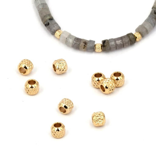 Achat Perle rondelle diamant acier doré 3x2.5mm - Trou: 1.2mm (10)