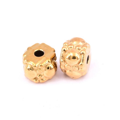 Perle rondelle perlée en acier inoxydable doré 7x7mm - Trou:1.6mm (2)