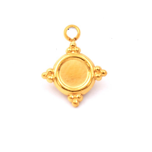 Pendentif breloque charm acier doré 9mm pour cabochon 4mm - Trou: 1.5mm (1)