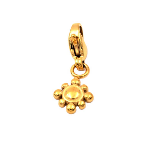 Pendentif charm fleur en acier doré avec mousqueton 8mm (1)
