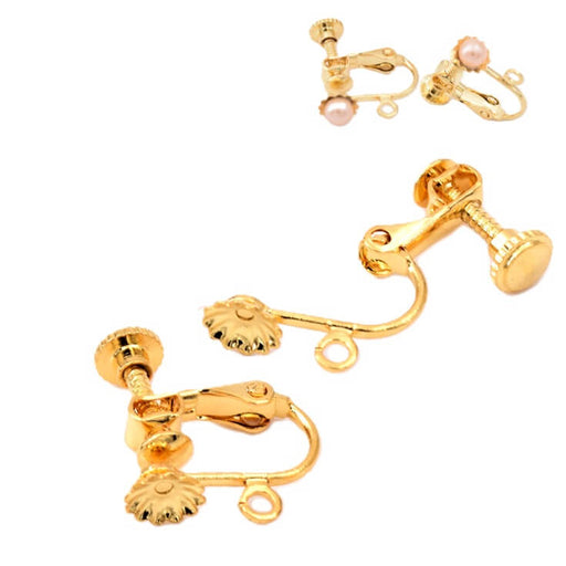 Boucles d'oreilles clip en acier inoxydable doré 15mm (2)