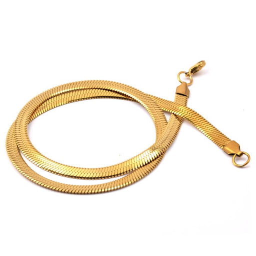 Collier chaine serpent acier inoxydable doré 45cm - 5mm (1)
