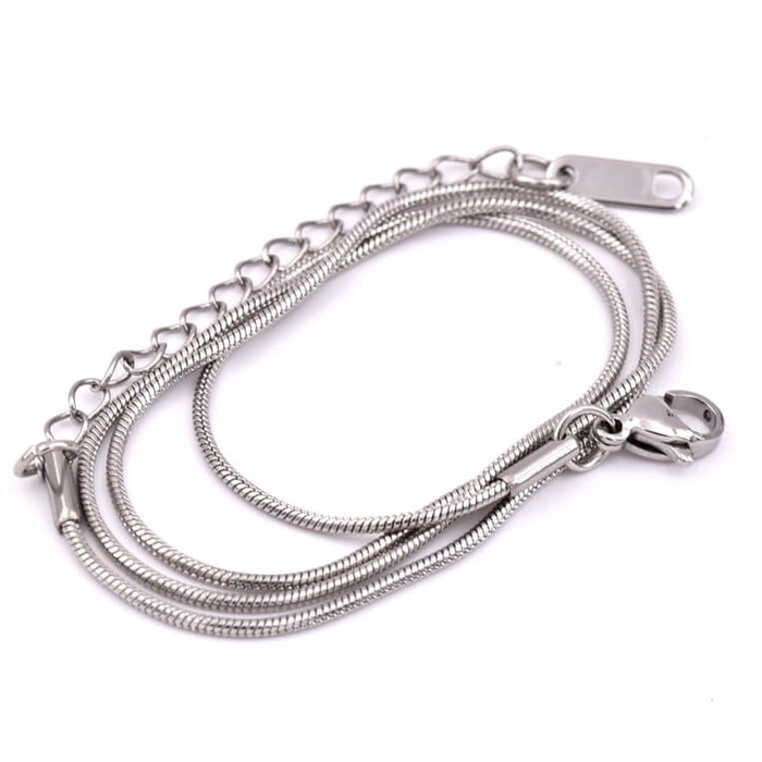 Collier chaine serpent ronde acier inoxydable 40+5cm - 1mm (1)